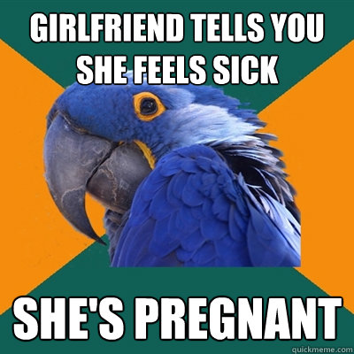 Girlfriend tells you she feels sick she's pregnant  Paranoid Parrot