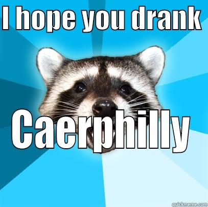 I HOPE YOU DRANK  CAERPHILLY Lame Pun Coon