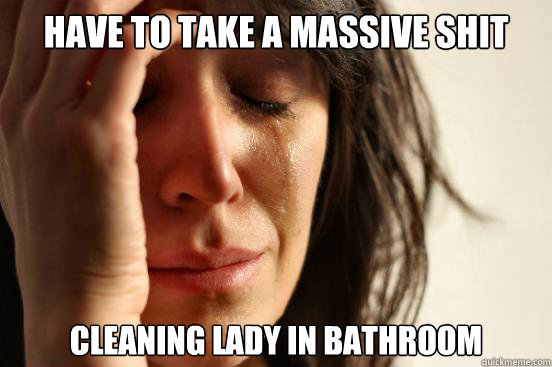 Have to take a massive shit Cleaning lady in bathroom  First World Problems