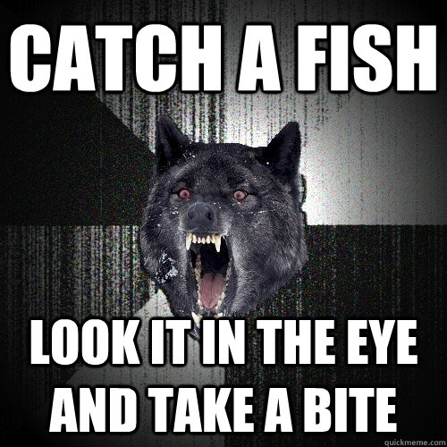 catch a fish look it in the eye and take a bite  Insanity Wolf