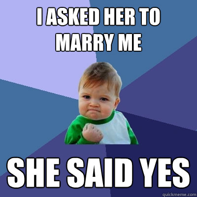 I asked her to marry me She said yes  Success Kid