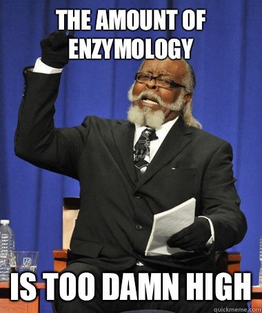 The amount of enzymology is too damn high  The Rent Is Too Damn High