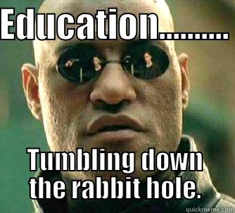 EDUCATION.......... TUMBLING DOWN THE RABBIT HOLE. Matrix Morpheus
