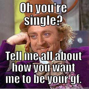 OH YOU'RE SINGLE? TELL ME ALL ABOUT HOW YOU WANT ME TO BE YOUR GF. Condescending Wonka