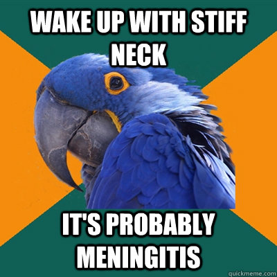 WAKE UP WITH STIFF NECK IT'S PROBABLY MENINGITIS  Paranoid Parrot