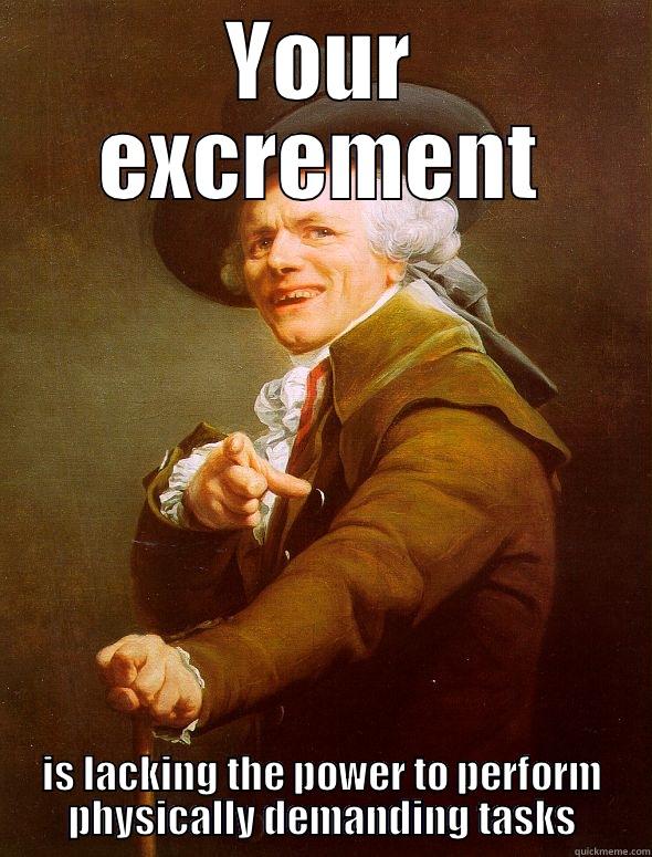 YOUR EXCREMENT IS LACKING THE POWER TO PERFORM PHYSICALLY DEMANDING TASKS Joseph Ducreux