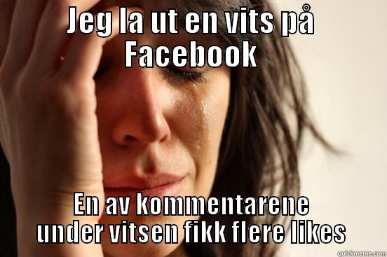 JEG LA UT EN VITS PÅ FACEBOOK EN AV KOMMENTARENE UNDER VITSEN FIKK FLERE LIKES First World Problems