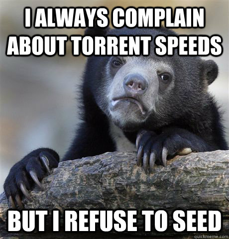 I always complain about torrent speeds but i refuse to seed  Confession Bear