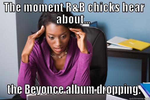 THE MOMENT R&B CHICKS HEAR ABOUT...  THE BEYONCE ALBUM DROPPING. Misc