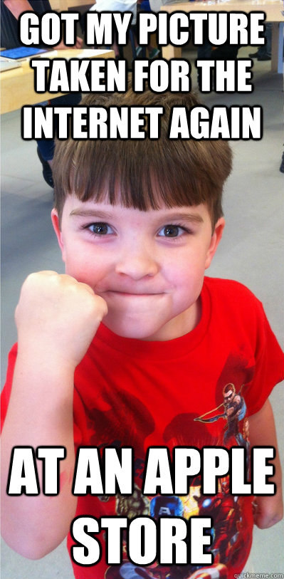 Got my picture taken for the internet again At an apple store  