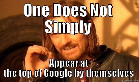 ONE DOES NOT SIMPLY APPEAR AT THE TOP OF GOOGLE BY THEMSELVES Boromir