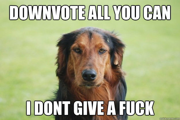Downvote all you can I dont give a fuck  Careless Canine