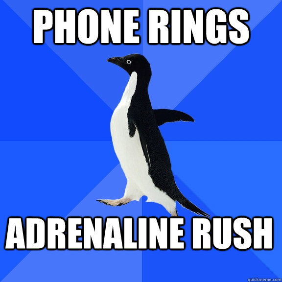 Phone Rings Adrenaline Rush  Socially Awkward Penguin
