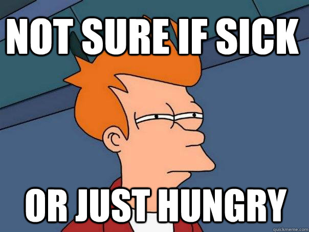 Not sure if sick or just hungry  Futurama Fry