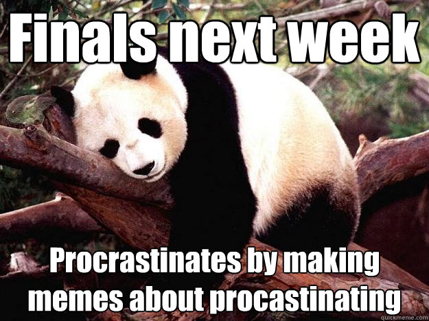 Finals next week Procrastinates by making memes about procastinating  Procrastination Panda