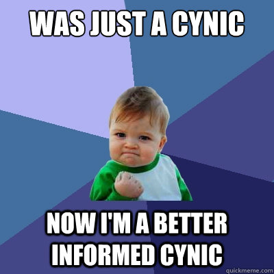 was just a cynic now I'm a better informed cynic  Success Kid