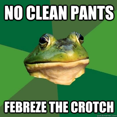 No Clean pants febreze the crotch  Foul Bachelor Frog