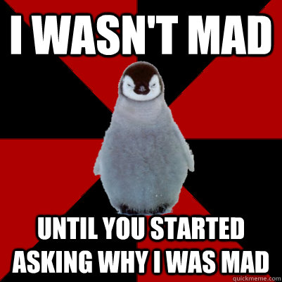 I wasn't mad Until you started asking why I was mad  
