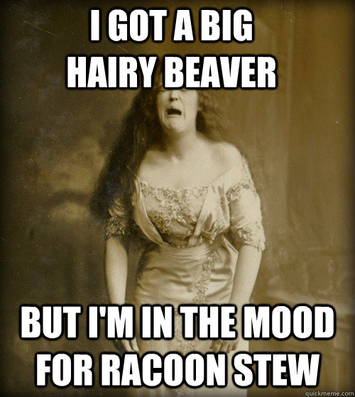 i got a big hairy beaver but i'm in the mood for racoon stew  1890s Problems