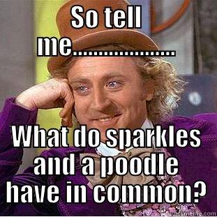 SO TELL ME.................... WHAT DO SPARKLES AND A POODLE HAVE IN COMMON? Condescending Wonka