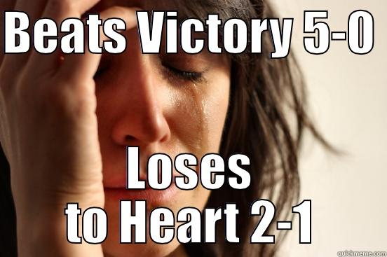 BEATS VICTORY 5-0  LOSES TO HEART 2-1 First World Problems