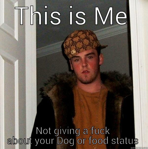THIS IS ME NOT GIVING A FUCK ABOUT YOUR DOG OR FOOD STATUS Scumbag Steve