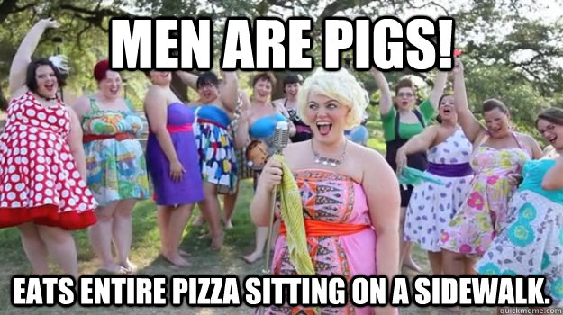Men are pigs! Eats entire pizza sitting on a sidewalk. - Men are pigs! Eats entire pizza sitting on a sidewalk.  Big Girl Party