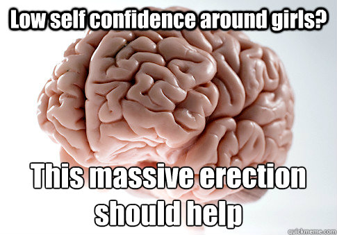 Low self confidence around girls? This massive erection should help  Scumbag Brain