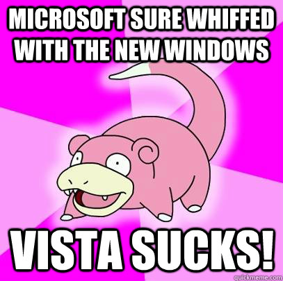 Microsoft sure whiffed with the new windows vista sucks!  Slowpoke