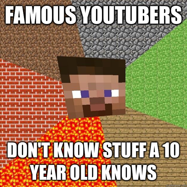 Famous youtubers Don't know stuff a 10 year old knows - Famous youtubers Don't know stuff a 10 year old knows  Minecraft