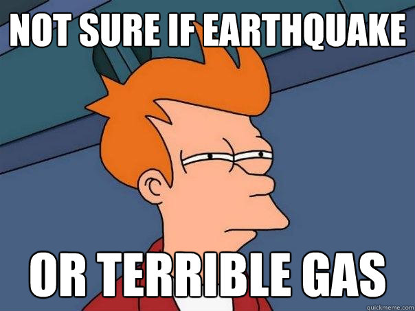 Not sure if Earthquake Or terrible gas  Futurama Fry