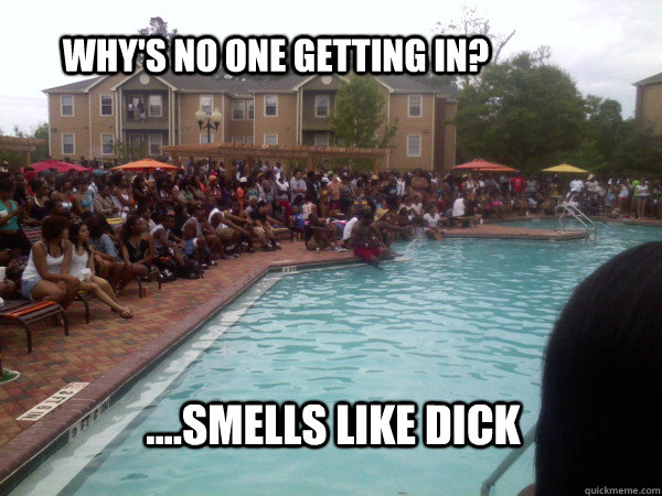 Why's no one getting in? ....smells like dick  black people pool party