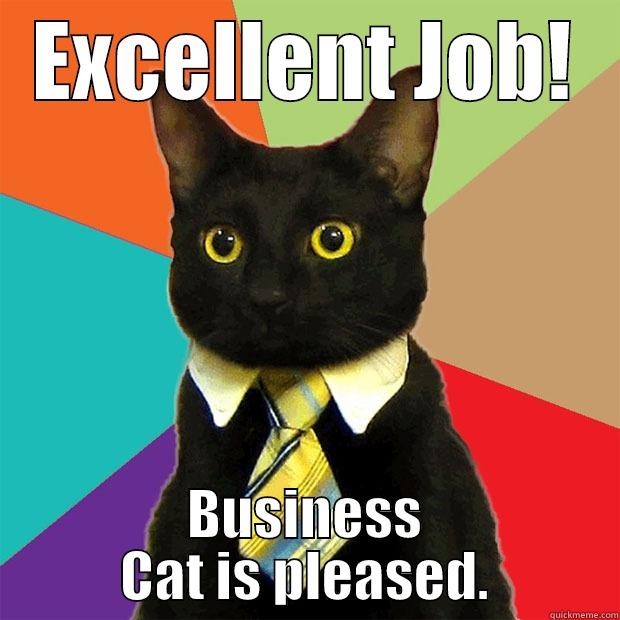 EXCELLENT JOB! BUSINESS CAT IS PLEASED. Business Cat