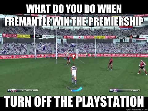 What do you do when Fremantle win the premiership   turn off the playstation  Fremantle Dockers