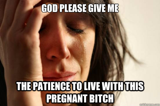 God please give me the patience to live with this pregnant bitch  First World Problems