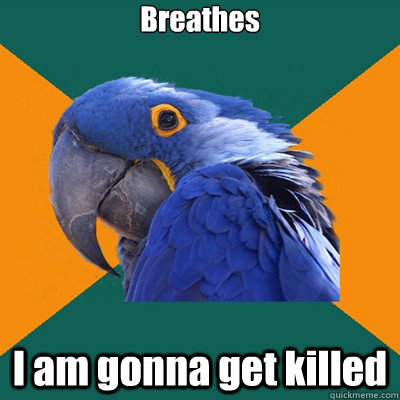 Breathes I am gonna get killed  Paranoid Parrot