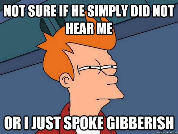 not sure if he simply did not hear me or i just spoke gibberish  Futurama Fry