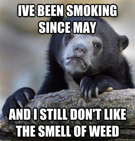 Ive been smoking since may and i still don't like the smell of weed  Confession Bear