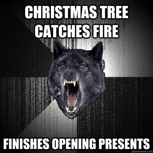 christmas tree catches fire finishes opening presents - christmas tree catches fire finishes opening presents  Insanity Wolf