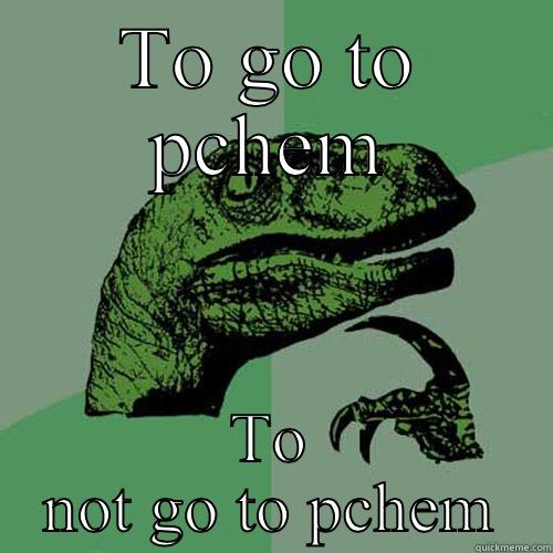 TO GO TO PCHEM TO NOT GO TO PCHEM Philosoraptor