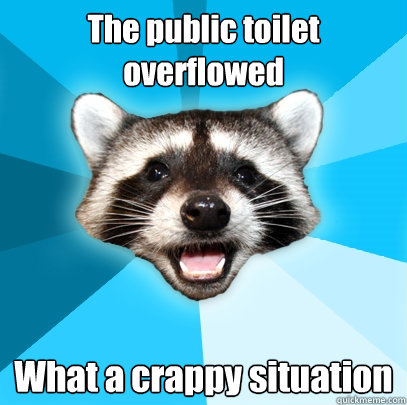 The public toilet overflowed What a crappy situation  Lame Pun Coon
