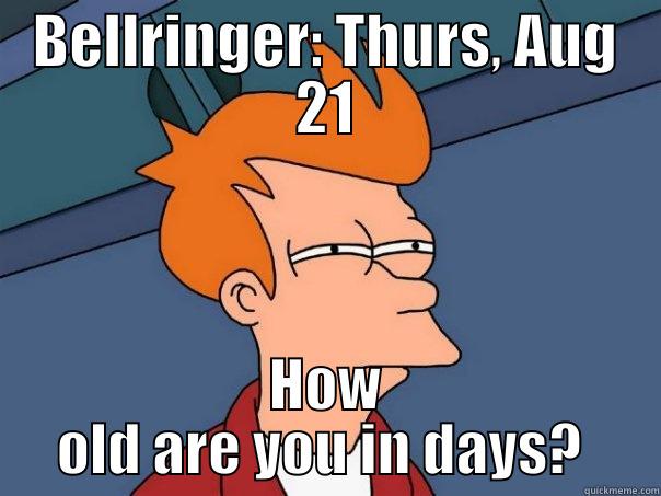 BELLRINGER: THURS, AUG 21 HOW OLD ARE YOU IN DAYS?  Futurama Fry