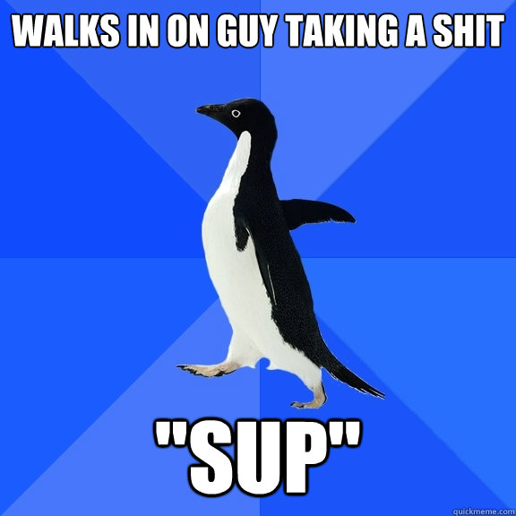 Walks in on guy taking a shit 