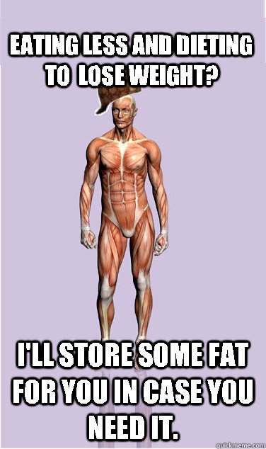 Eating less and dieting to  lose weight? I'll store some fat for you in case you need it. - Eating less and dieting to  lose weight? I'll store some fat for you in case you need it.  Misc