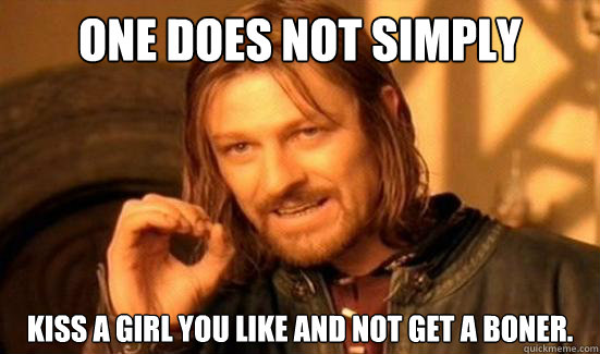 One Does Not Simply kiss a girl you like and not get a boner.  Boromir