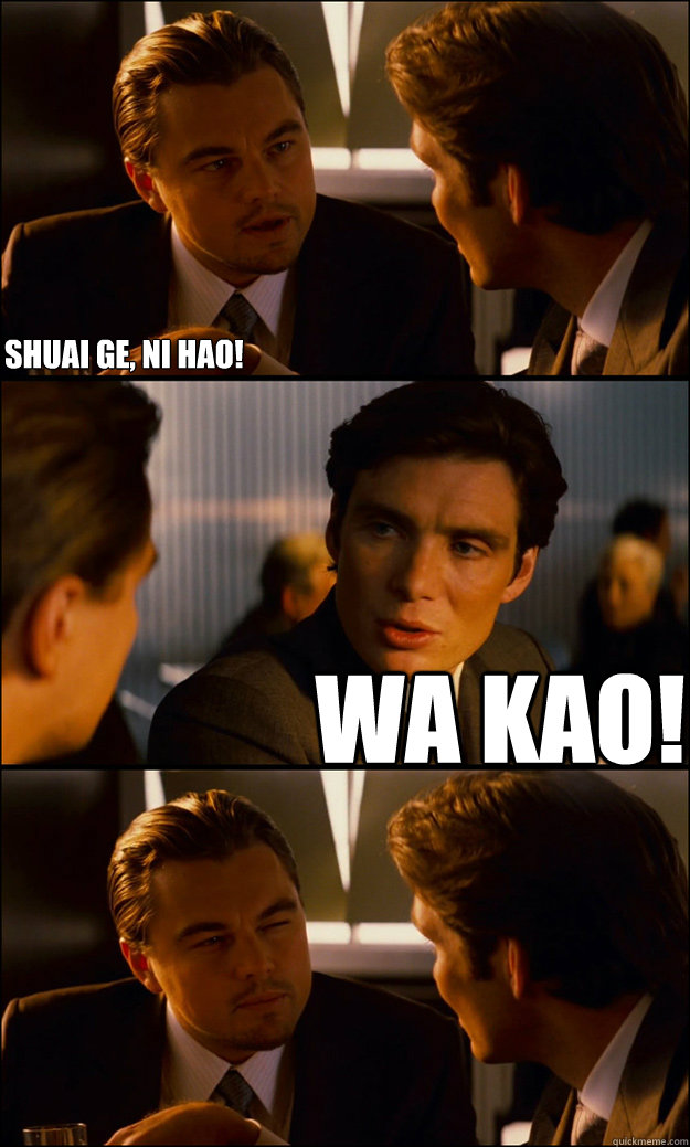 Shuai ge, ni hao! Wa kao!  Inception