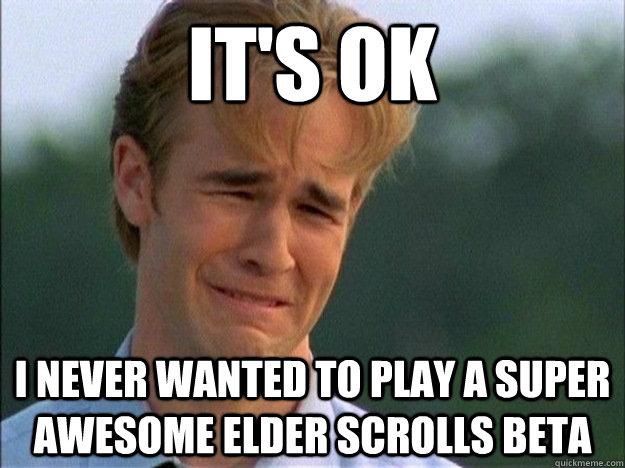 It's ok I never wanted to play a super awesome Elder Scrolls Beta - It's ok I never wanted to play a super awesome Elder Scrolls Beta  Crying Dawson