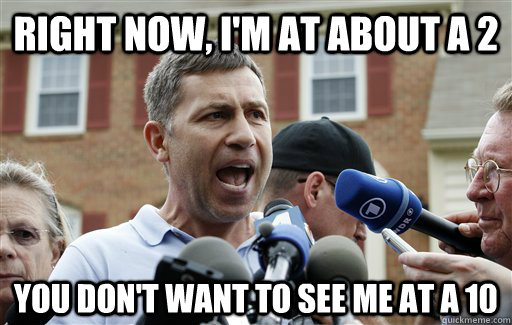 right now, i'm at about a 2 you don't want to see me at a 10  Uncle Ruslan