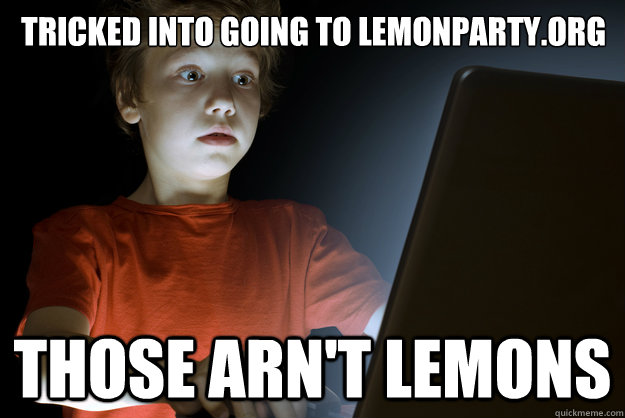tricked into going to lemonparty.org those arn't lemons  scared first day on the internet kid