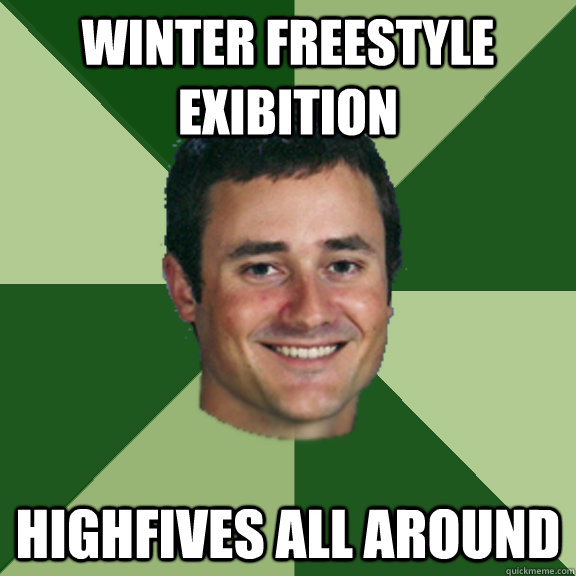 Winter freestyle exibition highfives all around  